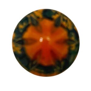 Vintage set of 5 Green & butterscotch Circular raised buttons 1.25 inch diameter